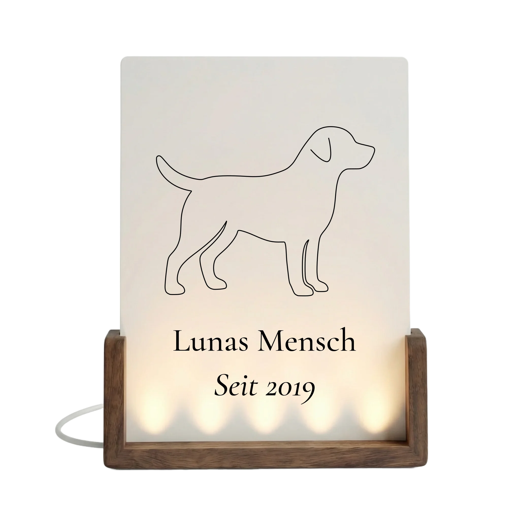 Hunde Mensch – Beleuchteter Bilderrahmen mit Namen